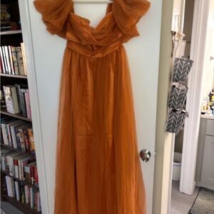 Elegant Orange Faeriesty Evening Gown